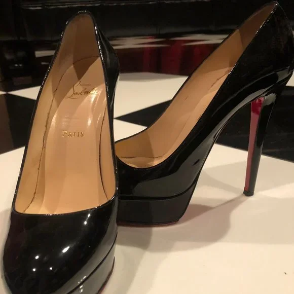 Louboutin Bianca 140 Patent Calf Heels Black